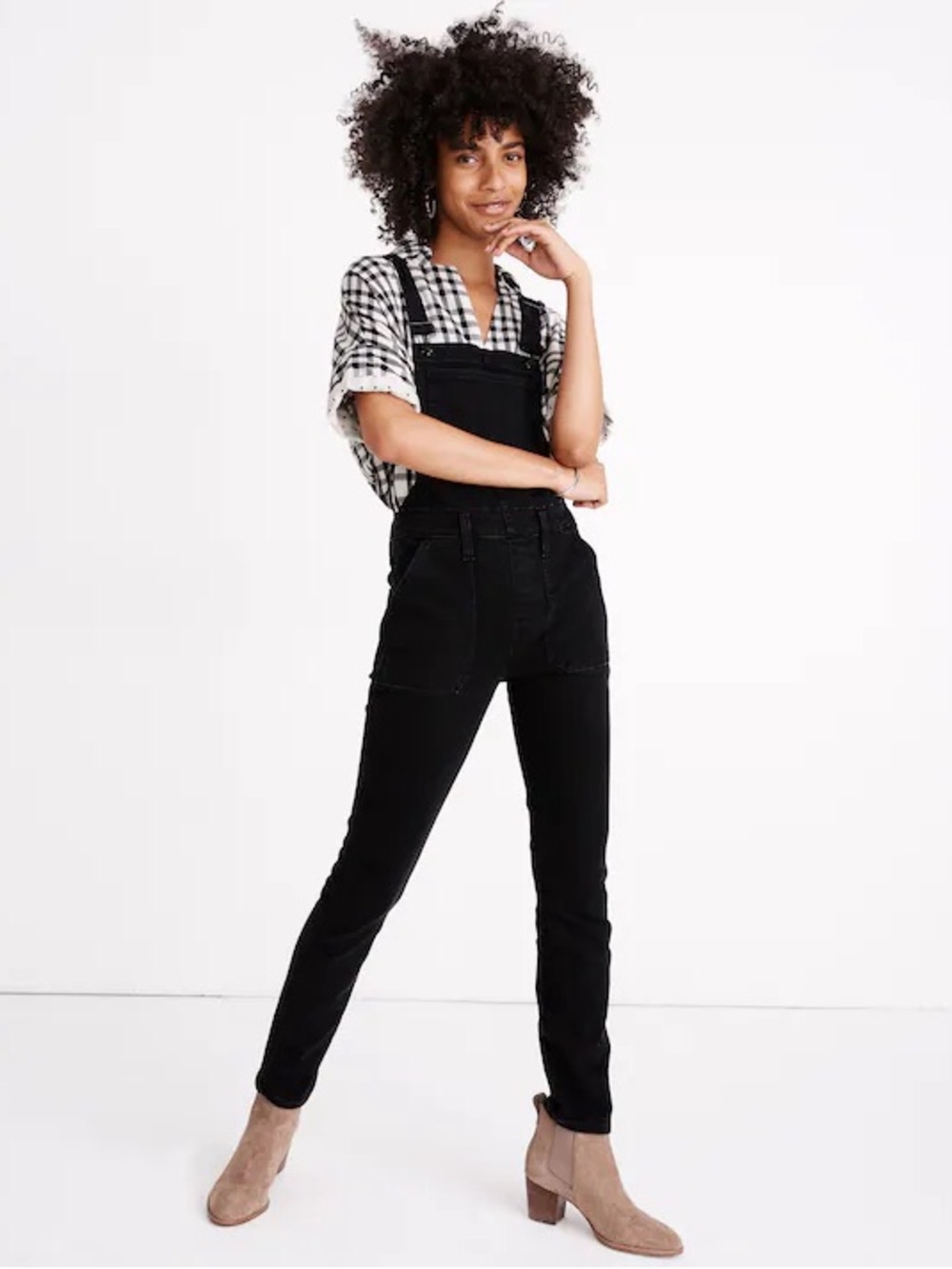 Madewell Black Denim Overalls Lunar Wash Size Large L Utility Pocket Pants